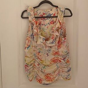 CAbi Paint Splatter Ruched Top